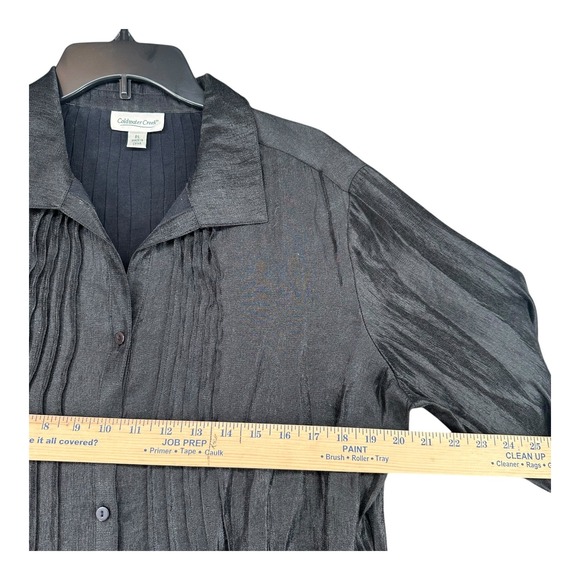 Coldwater Creek Petites Large PL Black Pintucked Button Shirt Office Career - Picture 6 of 12